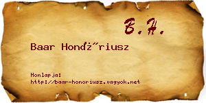 Baar Honóriusz névjegykártya